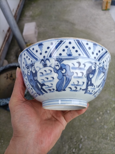 古玩陶瓷青花八蠻進(jìn)寶圖墩式碗拍賣,當(dāng)前價(jià)格580元