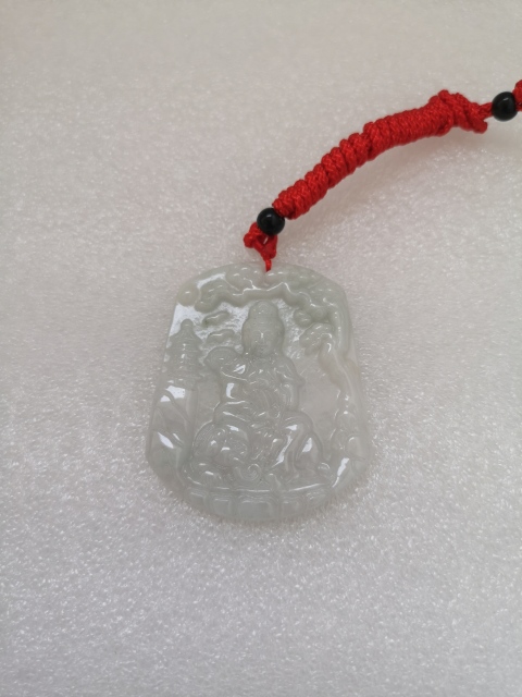 古玩玉器天然翡翠雕“文殊菩薩”牌拍賣,當前價格398元
