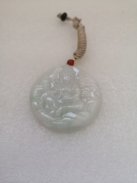 古玩玉器天然翡翠雕“觀音”牌拍賣，當前價格580元