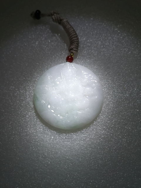 古玩玉器天然翡翠雕“觀音”牌拍賣，當前價格580元