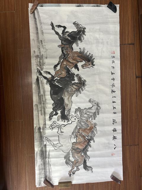 古玩字畫連佩蕾老師精品國畫《八駿圖》拍賣,當前價格788元