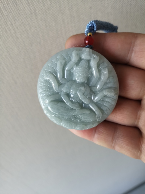 古玩玉器天然翡翠雕“千手觀音”牌拍賣,當(dāng)前價(jià)格680元