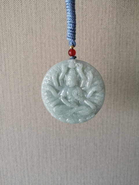 古玩玉器天然翡翠雕“千手觀音”牌拍賣,當(dāng)前價(jià)格680元