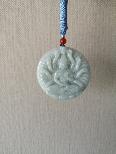 古玩玉器天然翡翠雕“千手觀音”牌拍賣,當(dāng)前價(jià)格680元