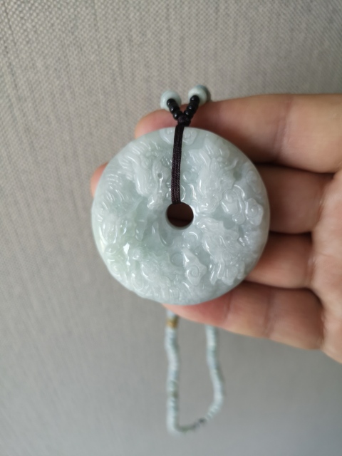 古玩玉器天然翡翠雕“龍紋”平安扣拍賣,當前價格1200元