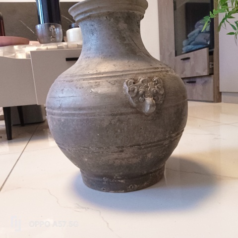 古玩陶瓷灰陶鋪首銜環漢壺拍賣,當前價格1800元
