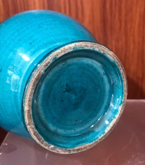 古玩陶瓷清中期孔雀藍(lán)釉鳳尾尊拍賣(mài),當(dāng)前價(jià)格5500元