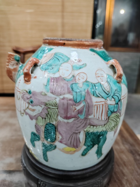 古玩陶瓷粉彩麒麟送子紋四系茶壺拍賣，當前價格680元