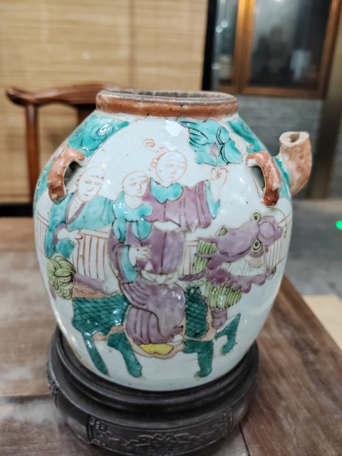 古玩陶瓷粉彩麒麟送子紋四系茶壺拍賣，當前價格680元
