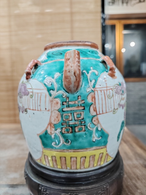 古玩陶瓷粉彩麒麟送子紋四系茶壺拍賣，當前價格680元