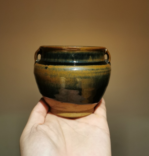 古玩陶瓷明末清初?窯變釉雙系罐拍賣,當前價格960元