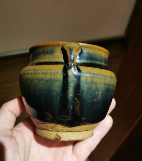 古玩陶瓷明末清初?窯變釉雙系罐拍賣,當前價格960元