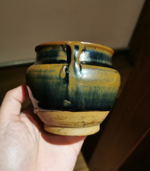 古玩陶瓷明末清初?窯變釉雙系罐拍賣,當前價格960元