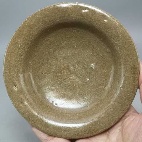 古玩陶瓷米黃釉盤拍賣,當前價格1200元