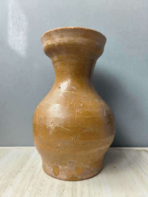 古玩陶瓷黃釉盤口漢壺拍賣,當前價格355元