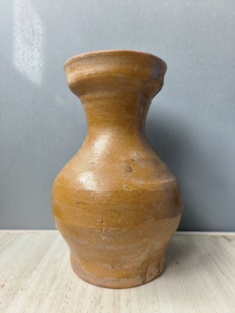 古玩陶瓷黃釉盤口漢壺拍賣,當前價格355元