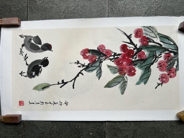 古玩字畫李子玉老師精品花鳥小品拍賣,當(dāng)前價(jià)格458元