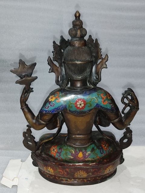 古玩雜項紫銅掐絲琺瑯彩度母像拍賣，當前價格1886元