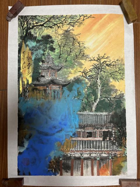 古玩字畫榮寶齋終身簽約畫家王運良老師《風景圖》拍賣,當前價格1588元