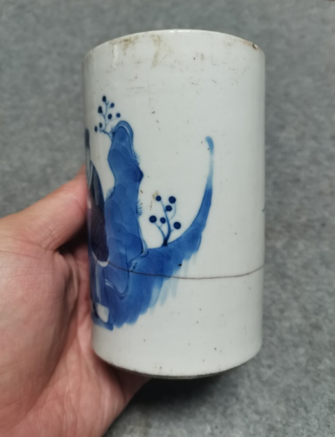 古玩陶瓷青花人物故事紋筆筒拍賣，當前價格366元
