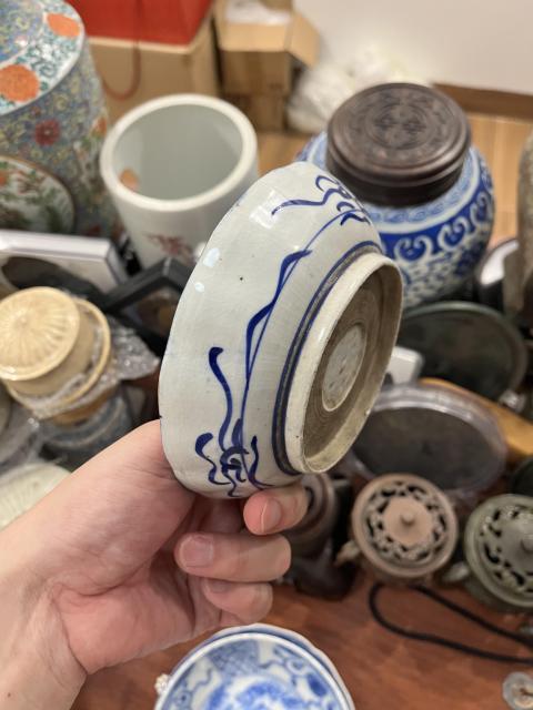古玩陶瓷晚清青花盤拍賣,當前價格199元