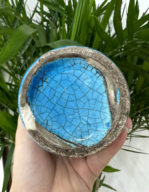 古玩陶瓷清晚期孔雀藍釉刻劃盤龍紋膽瓶拍賣,當前價格858元