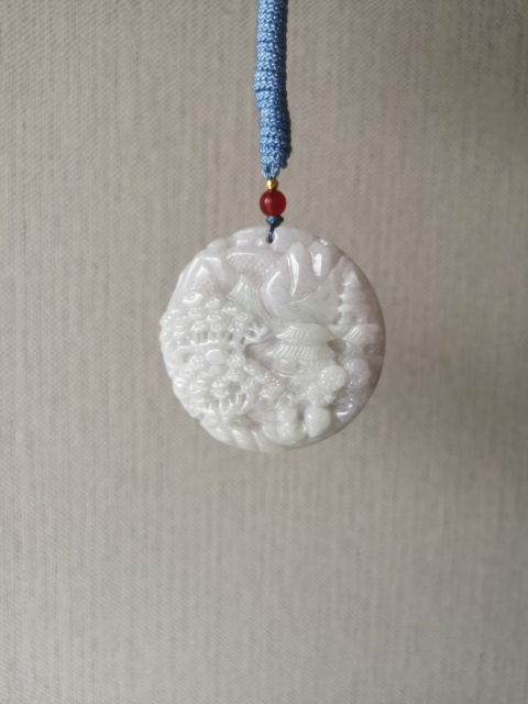 古玩玉器天然翡翠雕“山水”牌拍賣,當前價格680元