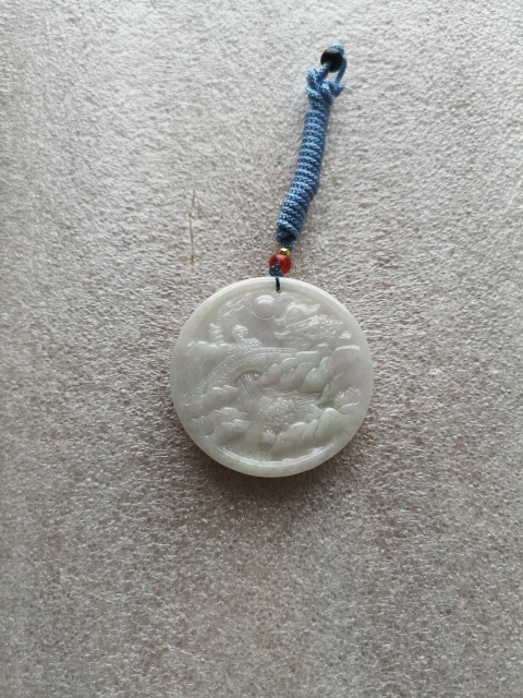 古玩玉器天然翡翠雕“山水”牌拍賣,當前價格680元