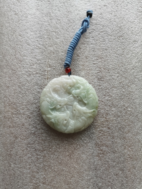 古玩玉器天然翡翠雕“龍紋”牌拍賣，當前價格480元