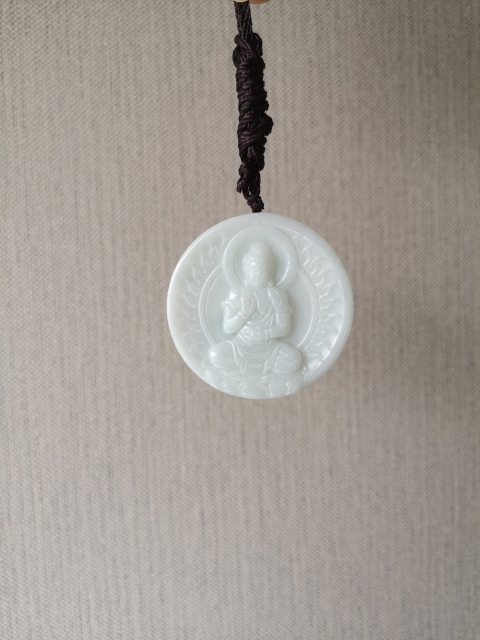 古玩玉器天然翡翠雕“無量壽佛”牌拍賣，當前價格220元