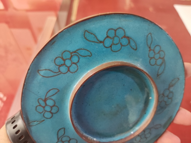 古玩雜項景泰藍(lán)掐絲琺瑯花卉盤一對拍賣，當(dāng)前價格498元