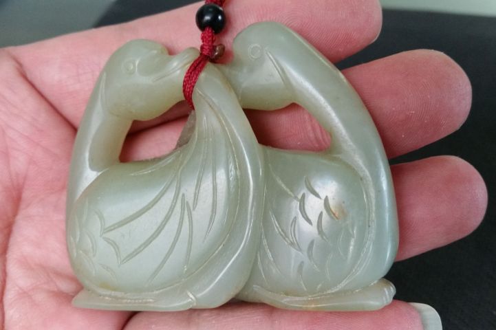 古玩玉器和田玉雙鵝雕刻件拍賣，當前價格880元