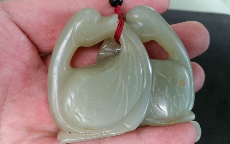 古玩玉器和田玉雙鵝雕刻件拍賣，當前價格880元
