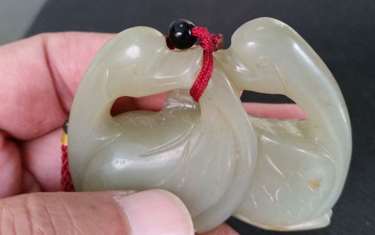 古玩玉器和田玉雙鵝雕刻件拍賣，當前價格880元