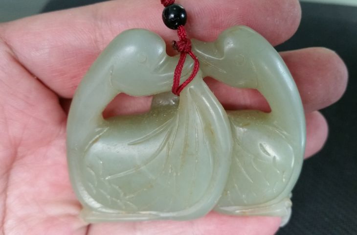 古玩玉器和田玉雙鵝雕刻件拍賣，當前價格880元