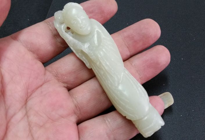 古玩玉器和田玉“麻婆獻壽”小擺件拍賣,當前價格480元