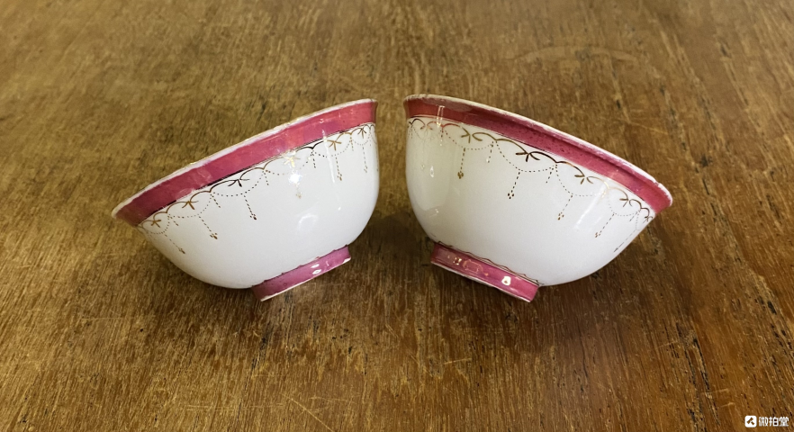 古玩陶瓷胭脂紅描金紋茶碗拍賣,當前價格520元