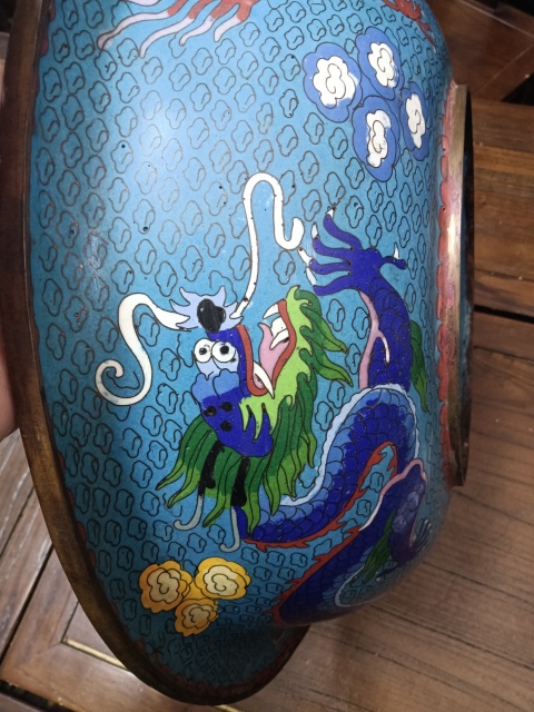 古玩雜項銅胎掐絲琺瑯彩盆拍賣,當前價格10000元