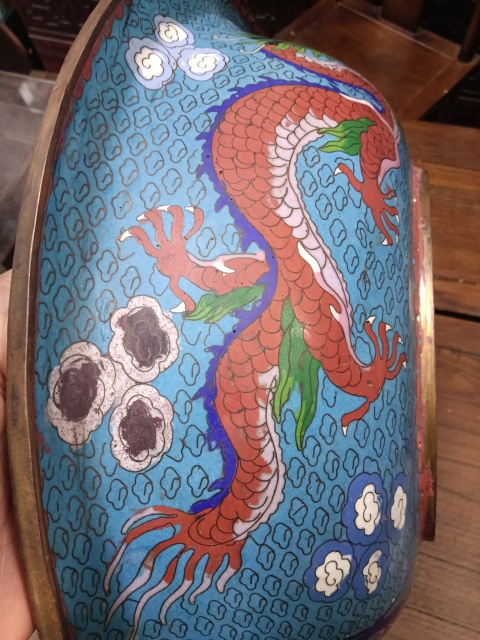 古玩雜項銅胎掐絲琺瑯彩盆拍賣,當前價格10000元