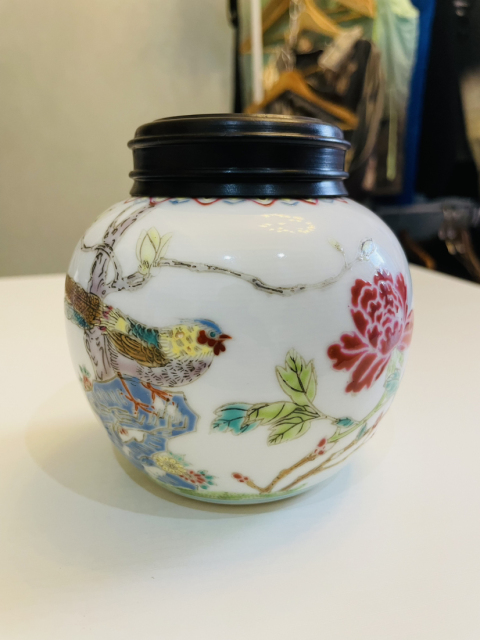 古玩陶瓷【優品】創匯·粉彩雉雞牡丹紋罐拍賣,當前價格300元