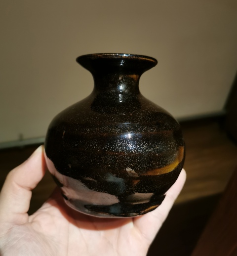 古玩陶瓷明代·磁州窯黑釉撇口瓶拍賣,當前價格900元