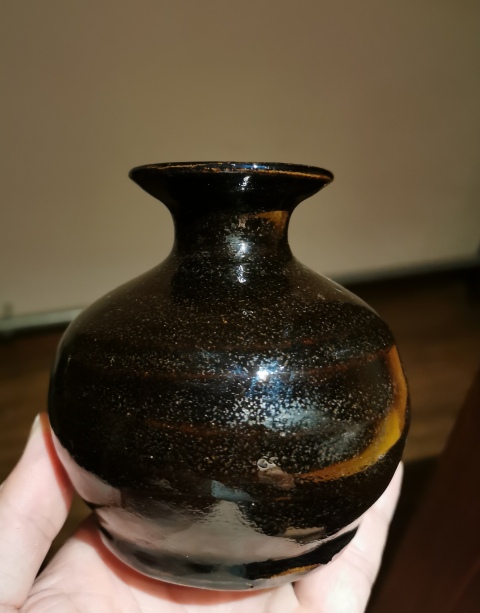 古玩陶瓷明代·磁州窯黑釉撇口瓶拍賣,當前價格900元