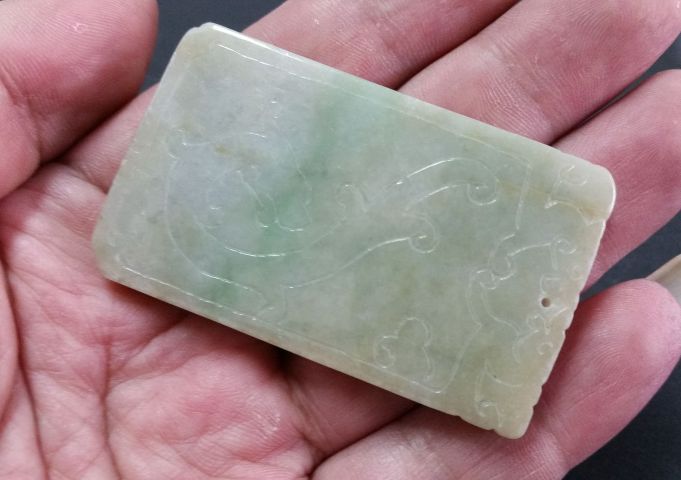 古玩玉器翡翠龍鳳紋牌拍賣，當前價格36800元