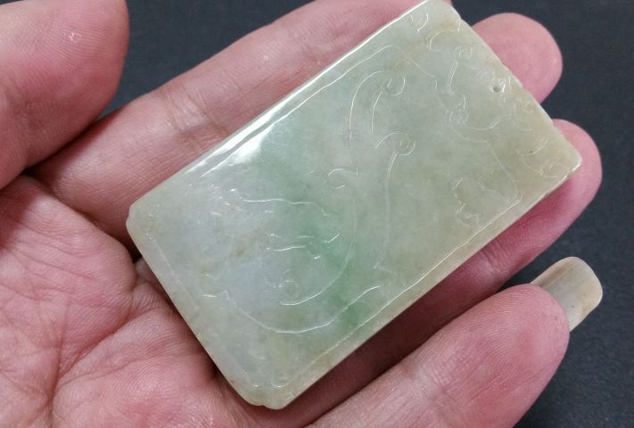 古玩玉器翡翠龍鳳紋牌拍賣，當前價格36800元