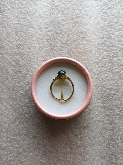 古玩玉器天然和田碧玉鑲嵌戒指拍賣,當前價格220元