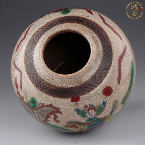 古玩陶瓷【保真到代】清光緒哥釉鐵銹花粉彩刀馬人物故事圖罐拍賣,當前價格2600元