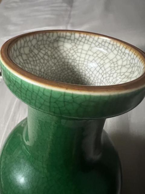古玩陶瓷綠哥釉盤口瓶拍賣，當前價格4560元