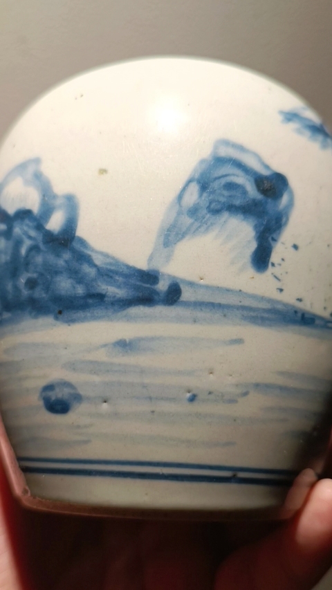 古玩陶瓷清早期順治青花山水罐拍賣，當(dāng)前價(jià)格10800元