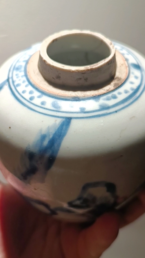 古玩陶瓷清早期順治青花山水罐拍賣，當(dāng)前價(jià)格10800元