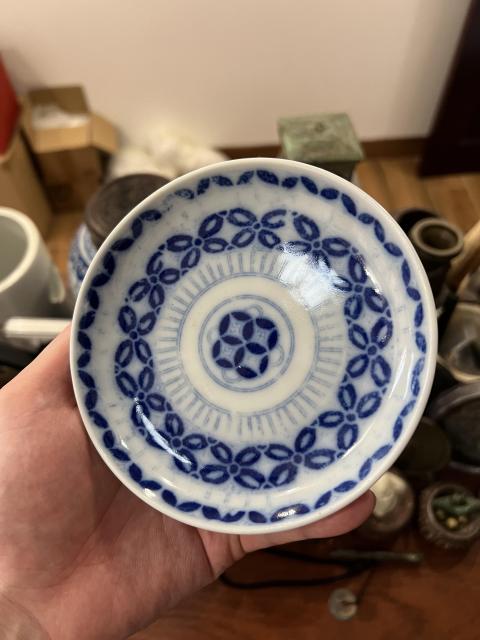 古玩陶瓷清代銅錢紋青花盤拍賣,當前價格199元